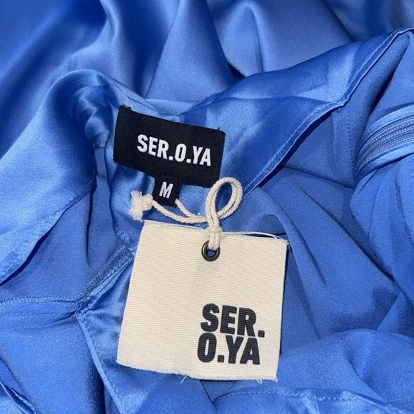 NWT Ser.O.Ya Emma Dress Marina Blue Medium Silk Revolve - Picture 14 of 15